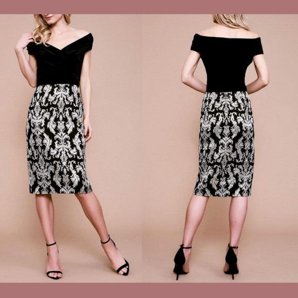 NWT Tadashi Shoji Off Shoulder Velvet Dress‎ 14